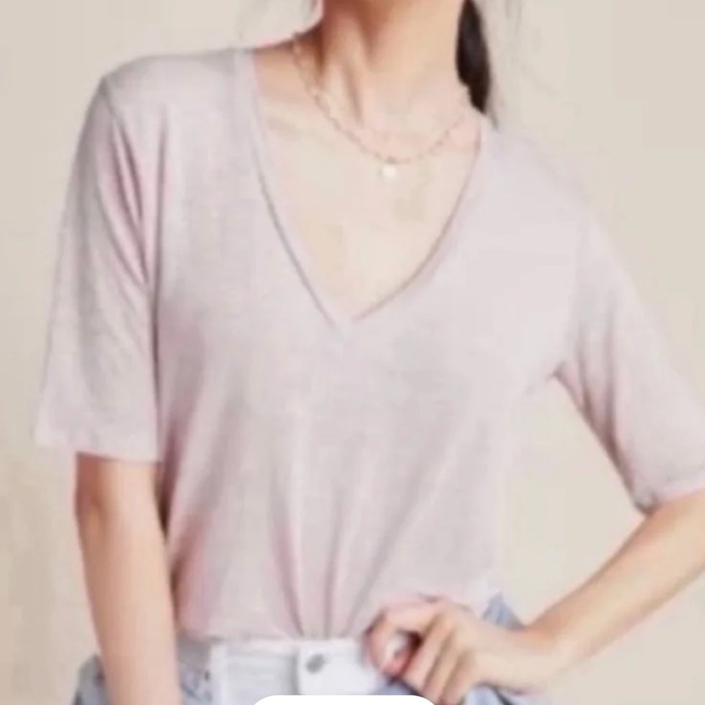 Velvet by Graham & Spencer Stefani Soft White Linen Tee, size M - Picture 8 of 8